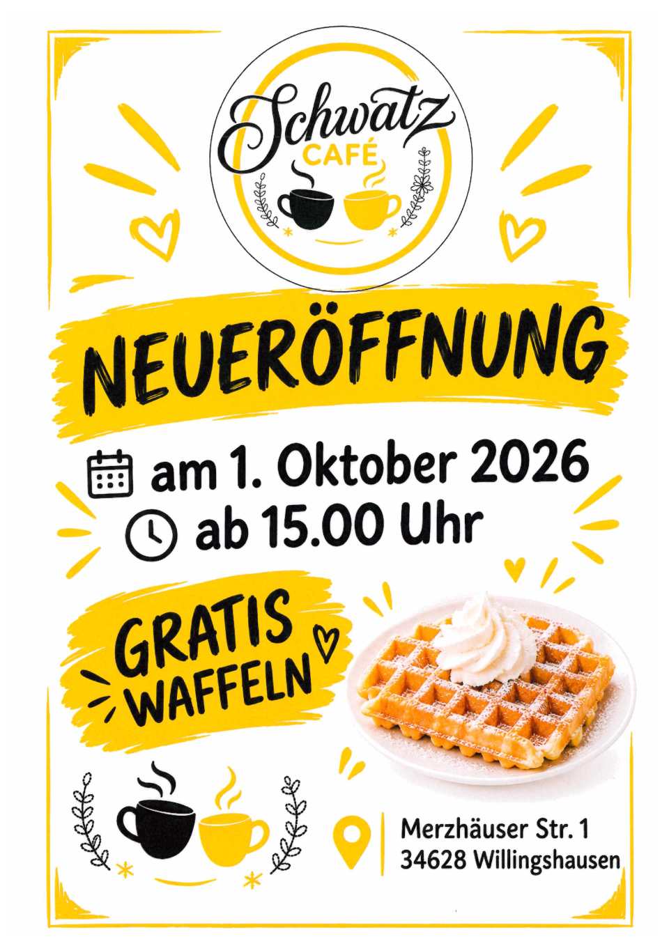Plakat mit Infos zur Neueröffnung, alle Inhalte befinden sich im Text zum Beitrag.